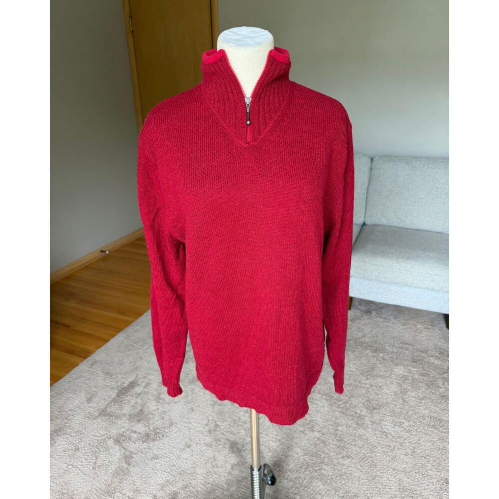 Woolrich Ruby Red VTG 1/4 Zip Women's Long Sleeve Knit Wool Pullover Size XL